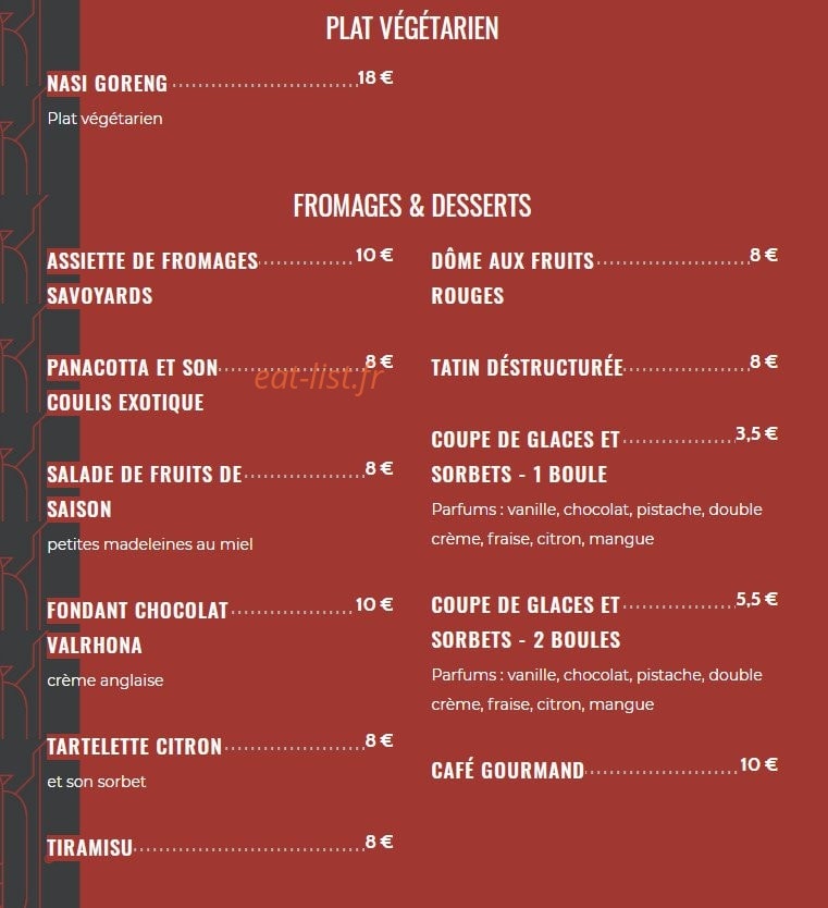 Tribeca Bistro — carte page 3