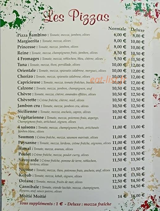 La Pizz' — carte page 1