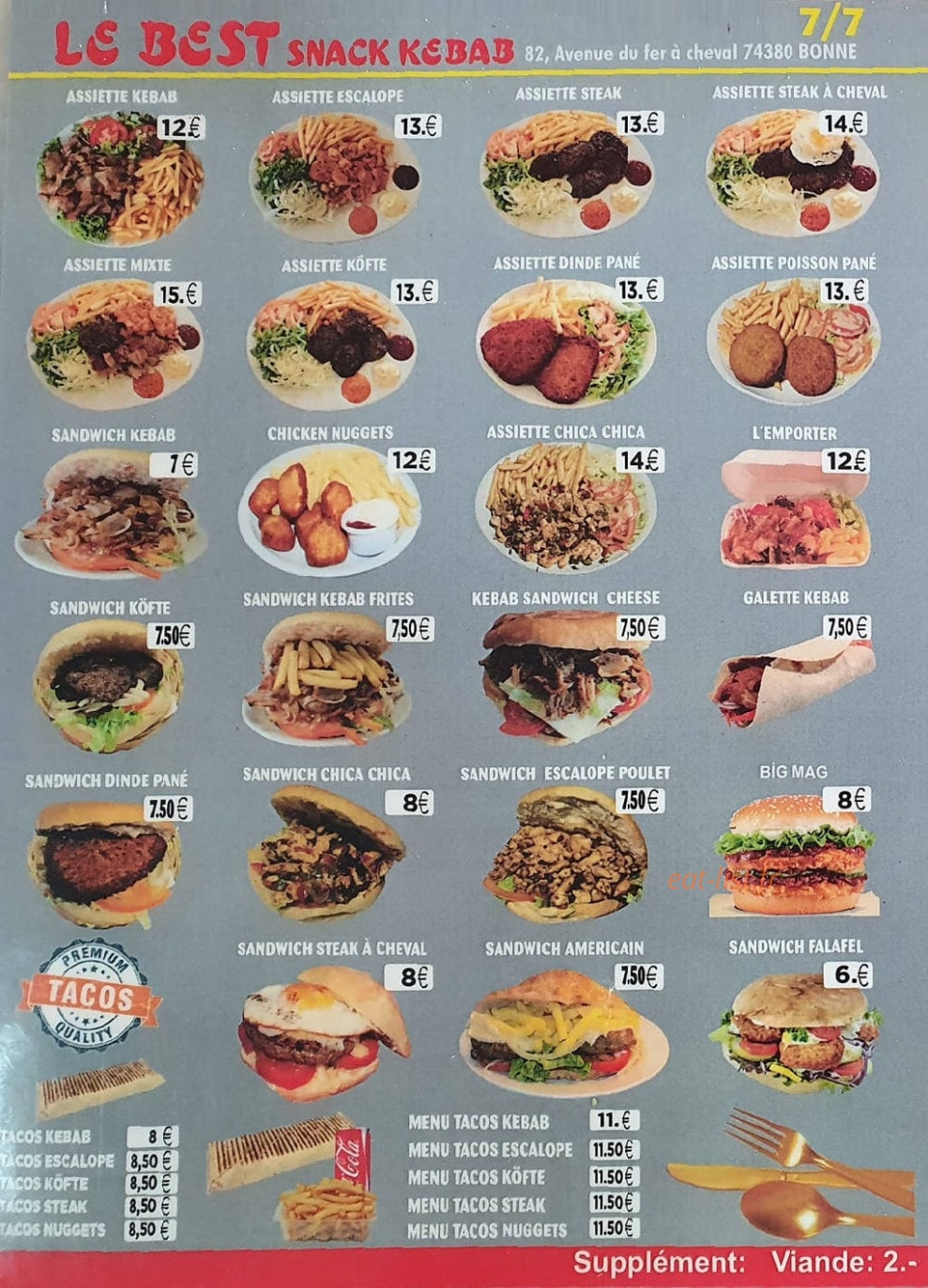 Le Best Snack — carte page 1