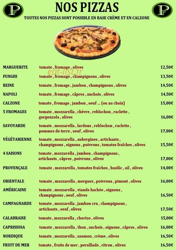 Point Pizza — carte page 2