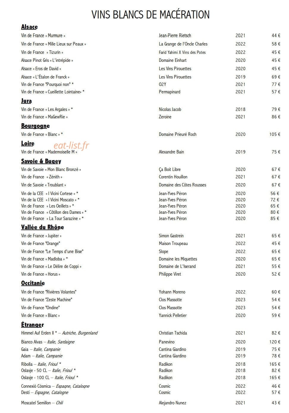 L'Auberge de Lucinges — carte page 8