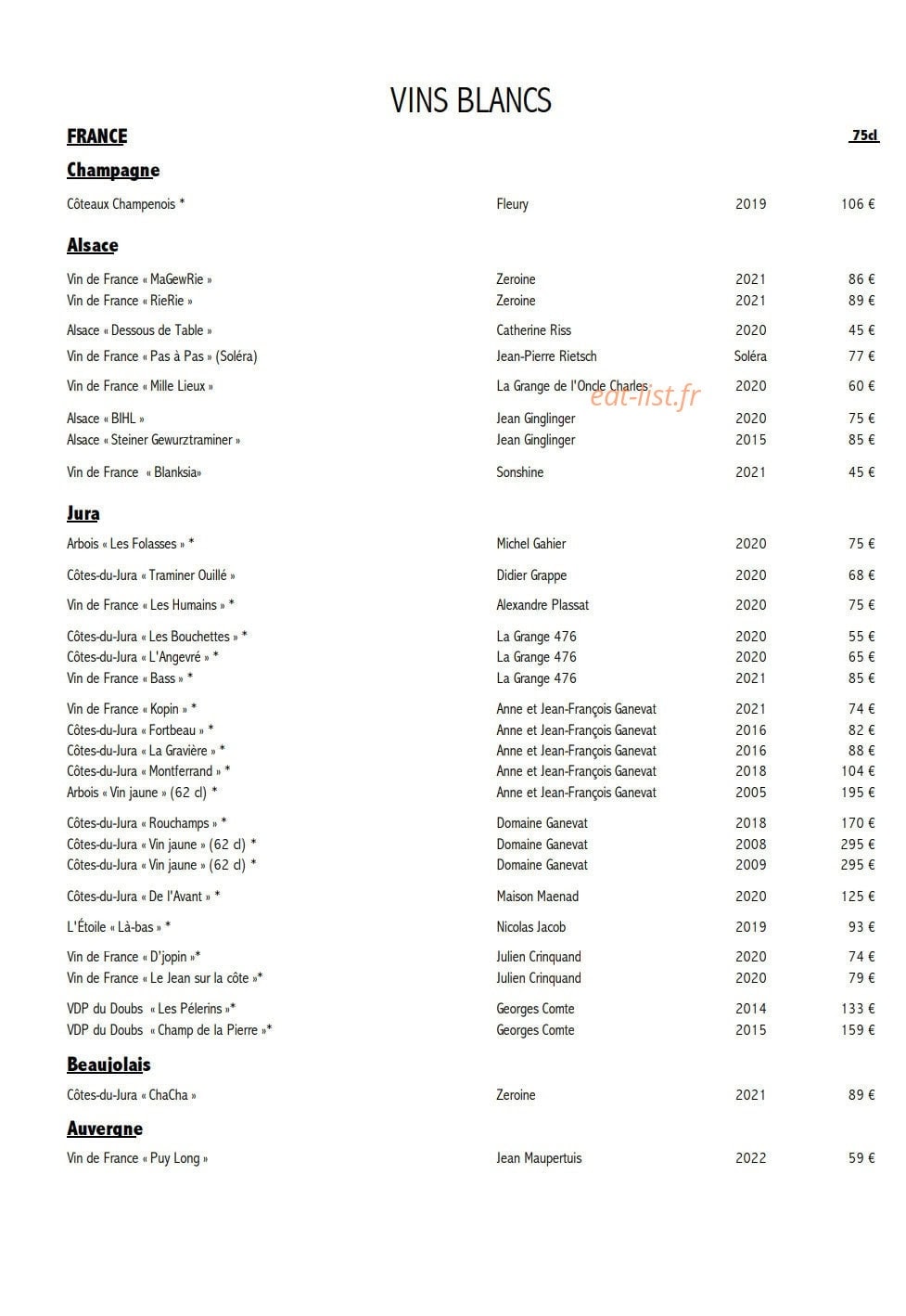 L'Auberge de Lucinges — carte page 4