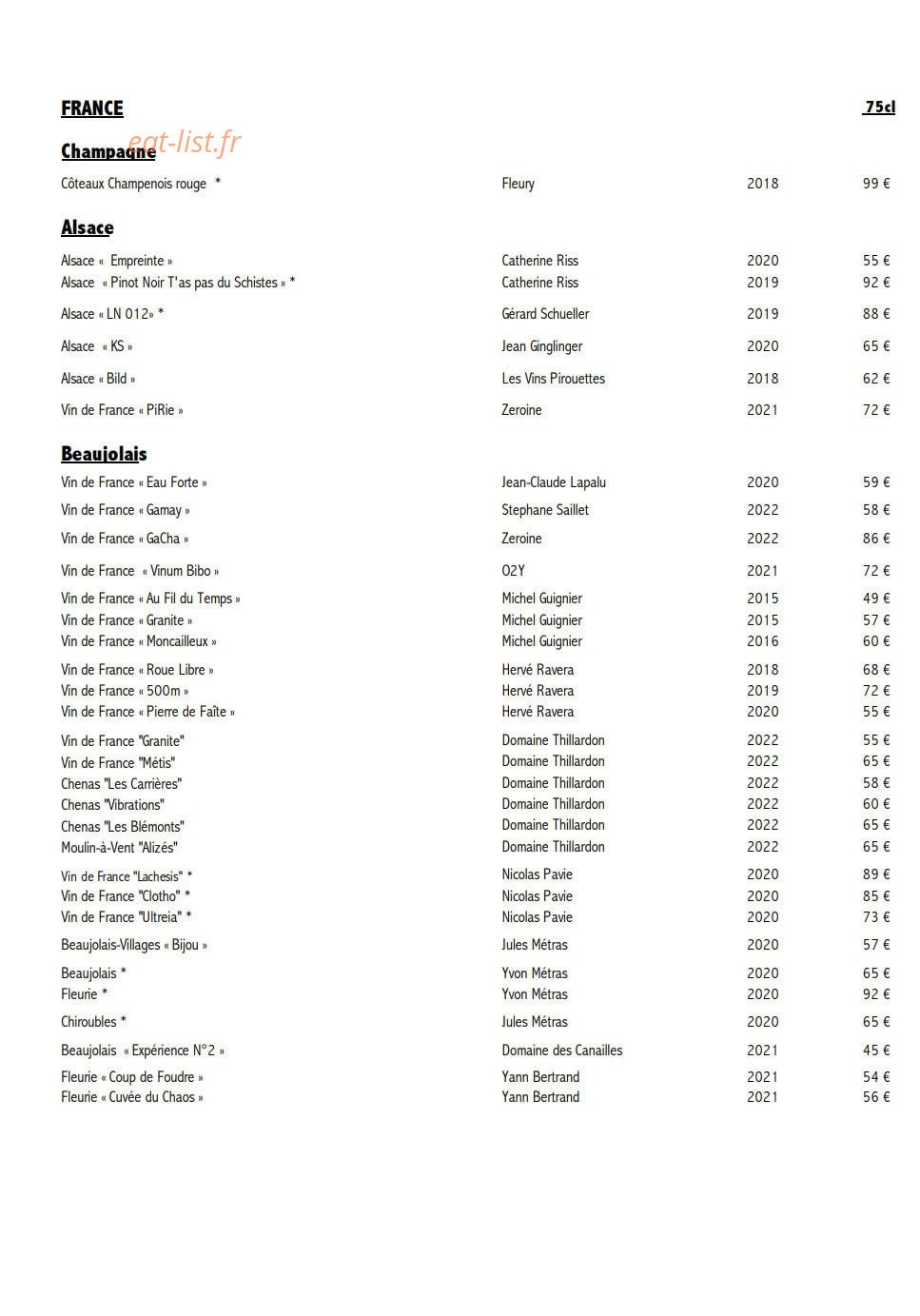 L'Auberge de Lucinges — carte page 10
