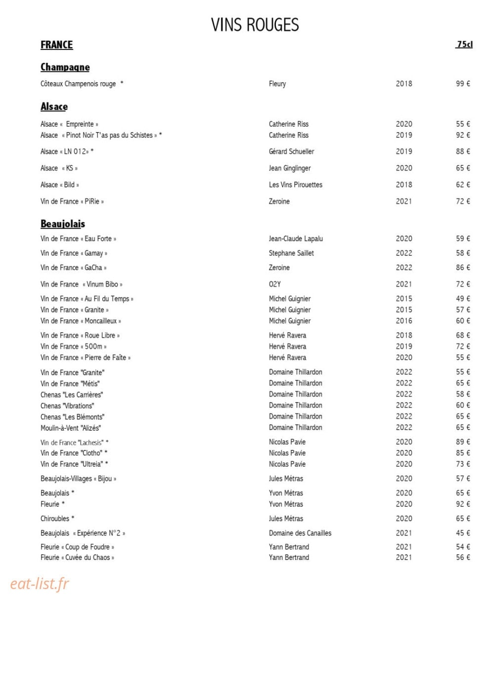 Le bistrot de Madeleine — carte page 10