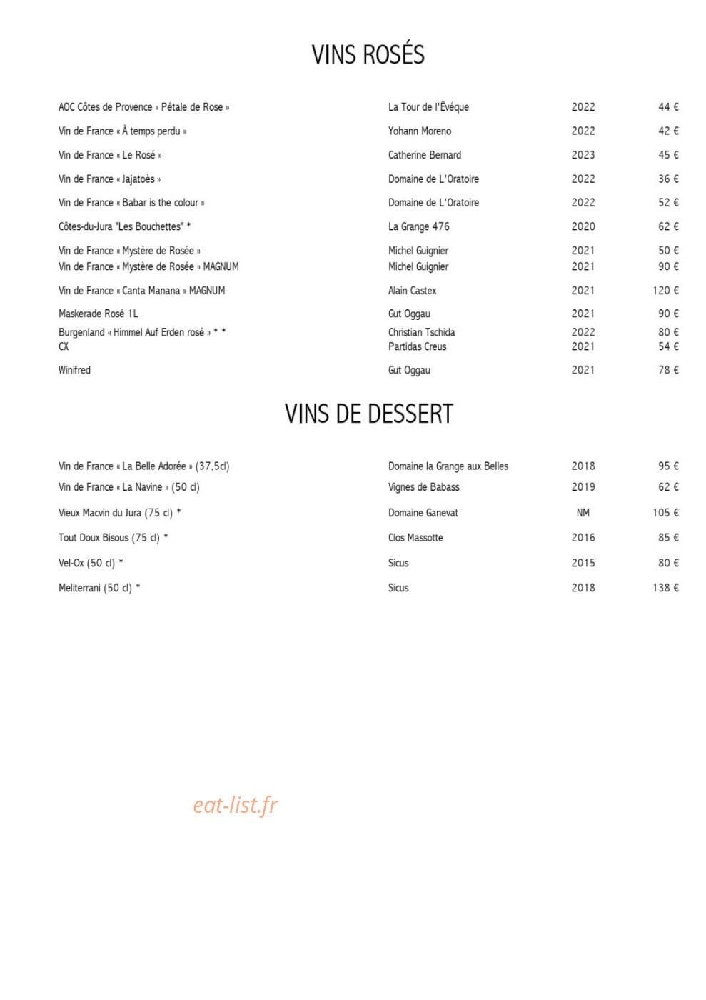 Le bistrot de Madeleine — carte page 9