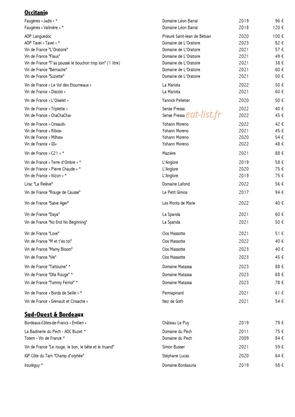 Le bistrot de Madeleine — carte page 14