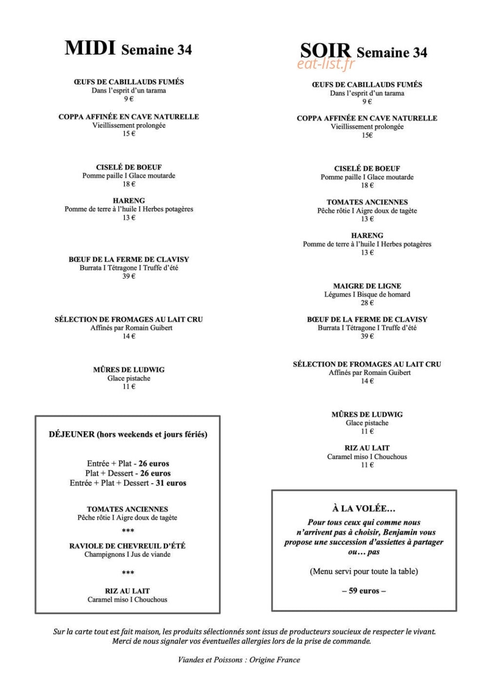 Le bistrot de Madeleine — carte page 1