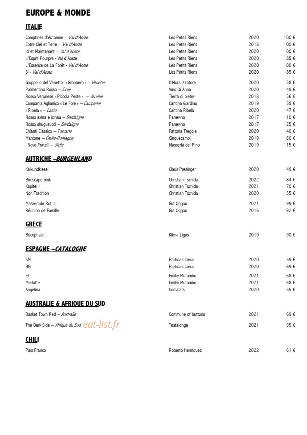 Le bistrot de Madeleine — carte page 15