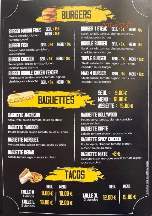 Nangy's Food — carte page 1