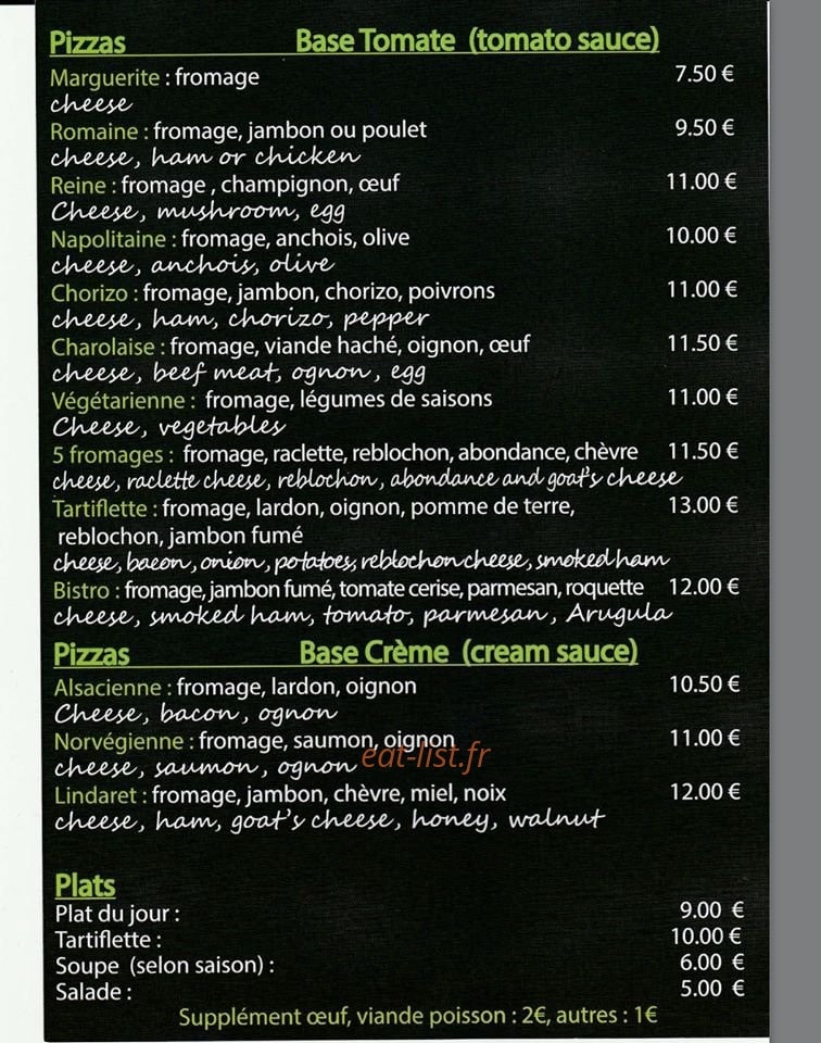 Bistro M — carte page 1
