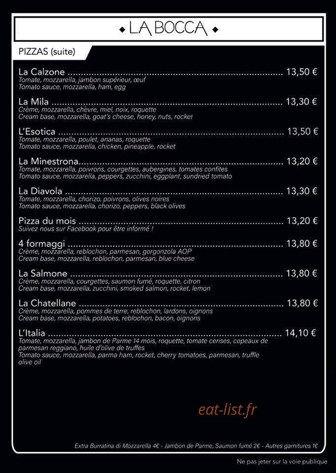 La Bocca — carte page 2