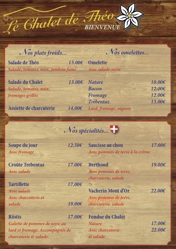 Le Chalet de Théo — carte page 2