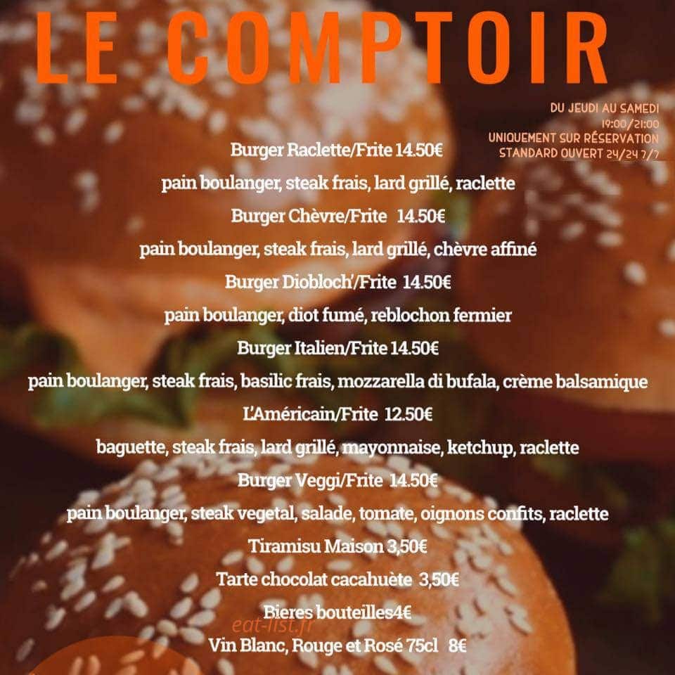Le Comptoir — carte page 1