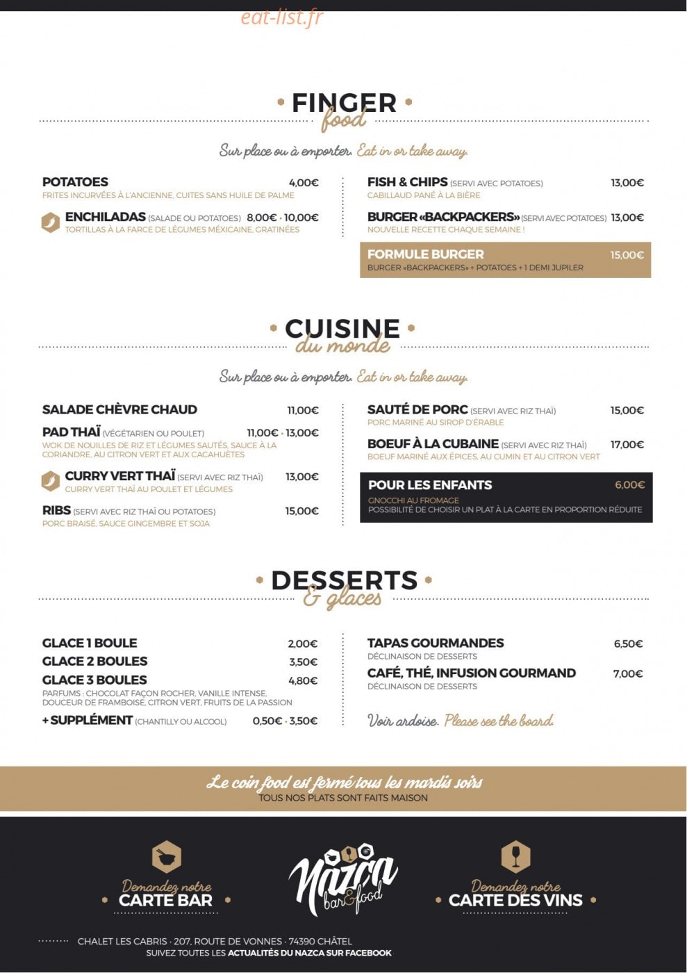 nazca bar & food — carte page 2
