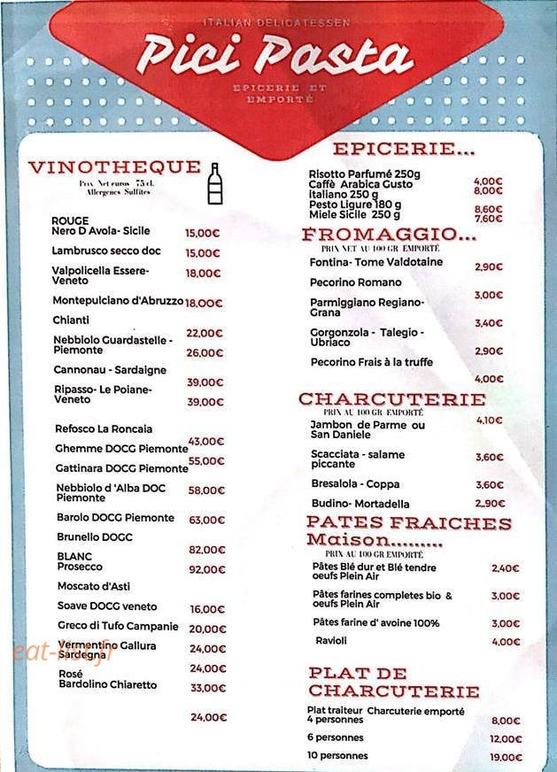 Pici Pasta — carte page 1
