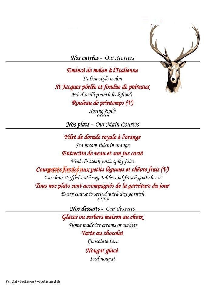 Restaurant Le Cerf — carte page 1