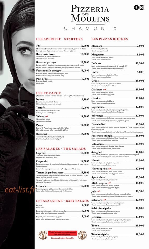 Pizzeria des Moulins — carte page 1