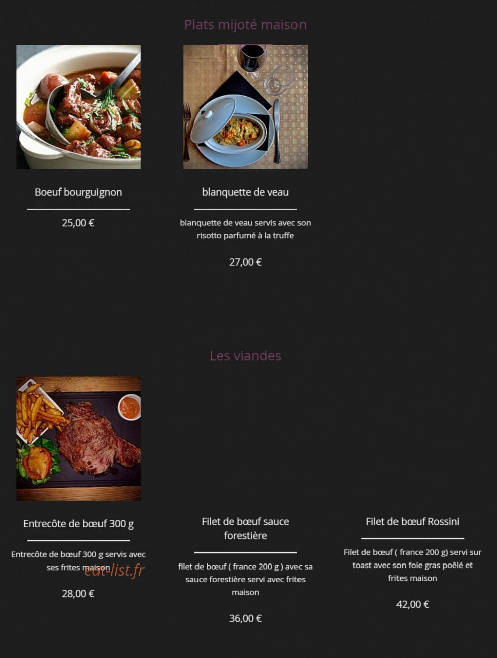 Aux Dix Vins — carte page 4
