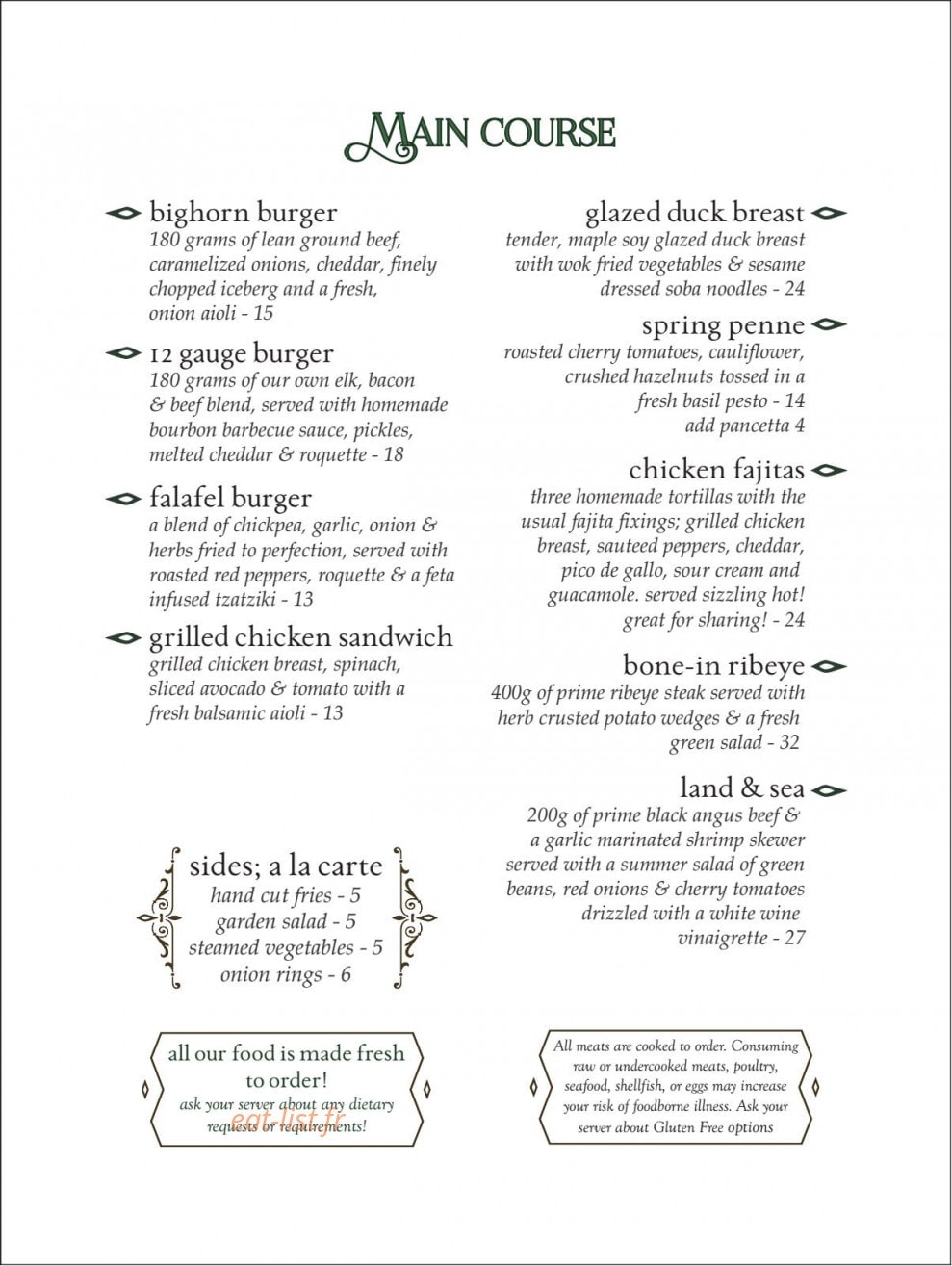 Bighorn Bistro & Bakery — carte page 5