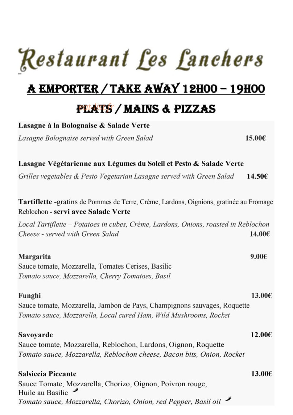 Hôtel Les Lanchers — carte page 1