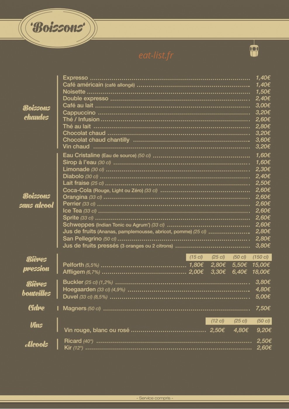La Cab' — carte page 2