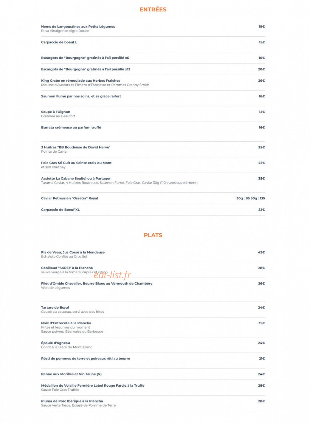 La Cabane des Praz — carte page 1