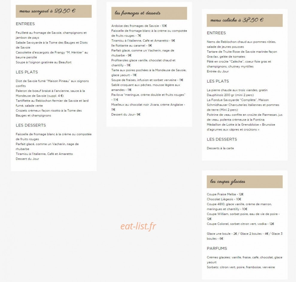 La Calèche — carte page 2