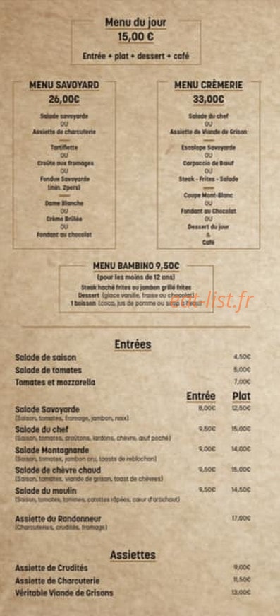 La Crémerie Du Moulin — carte page 2