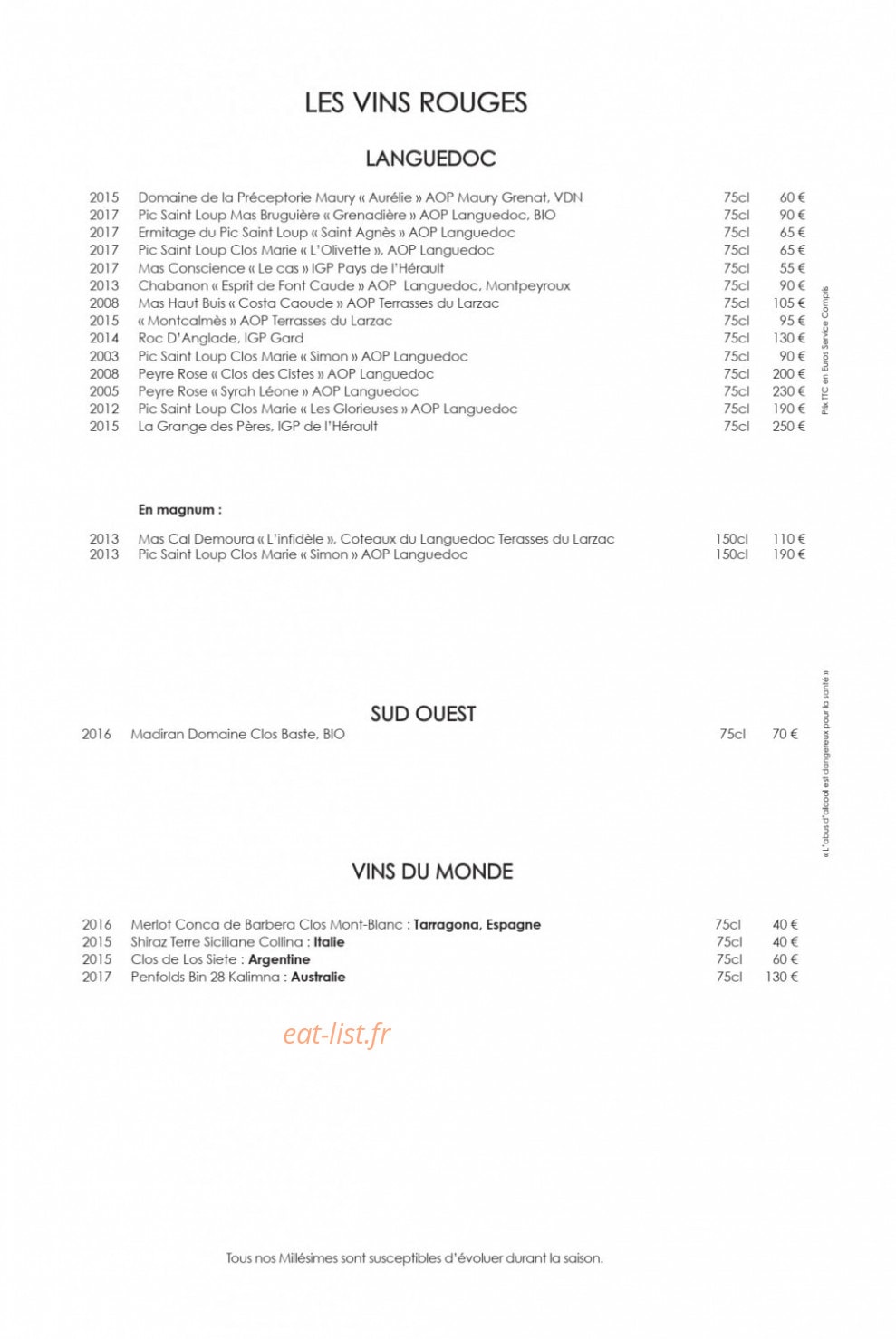 La Fruitière — carte page 7