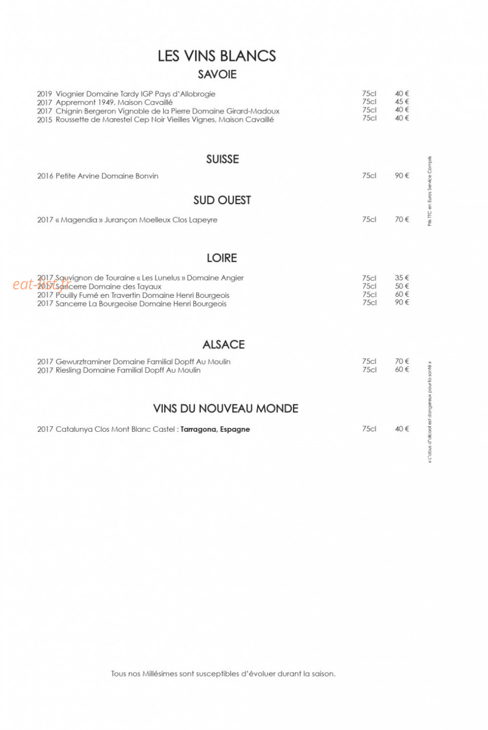 La Fruitière — carte page 10