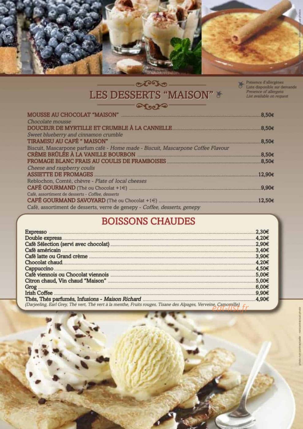La Potinière — carte page 8