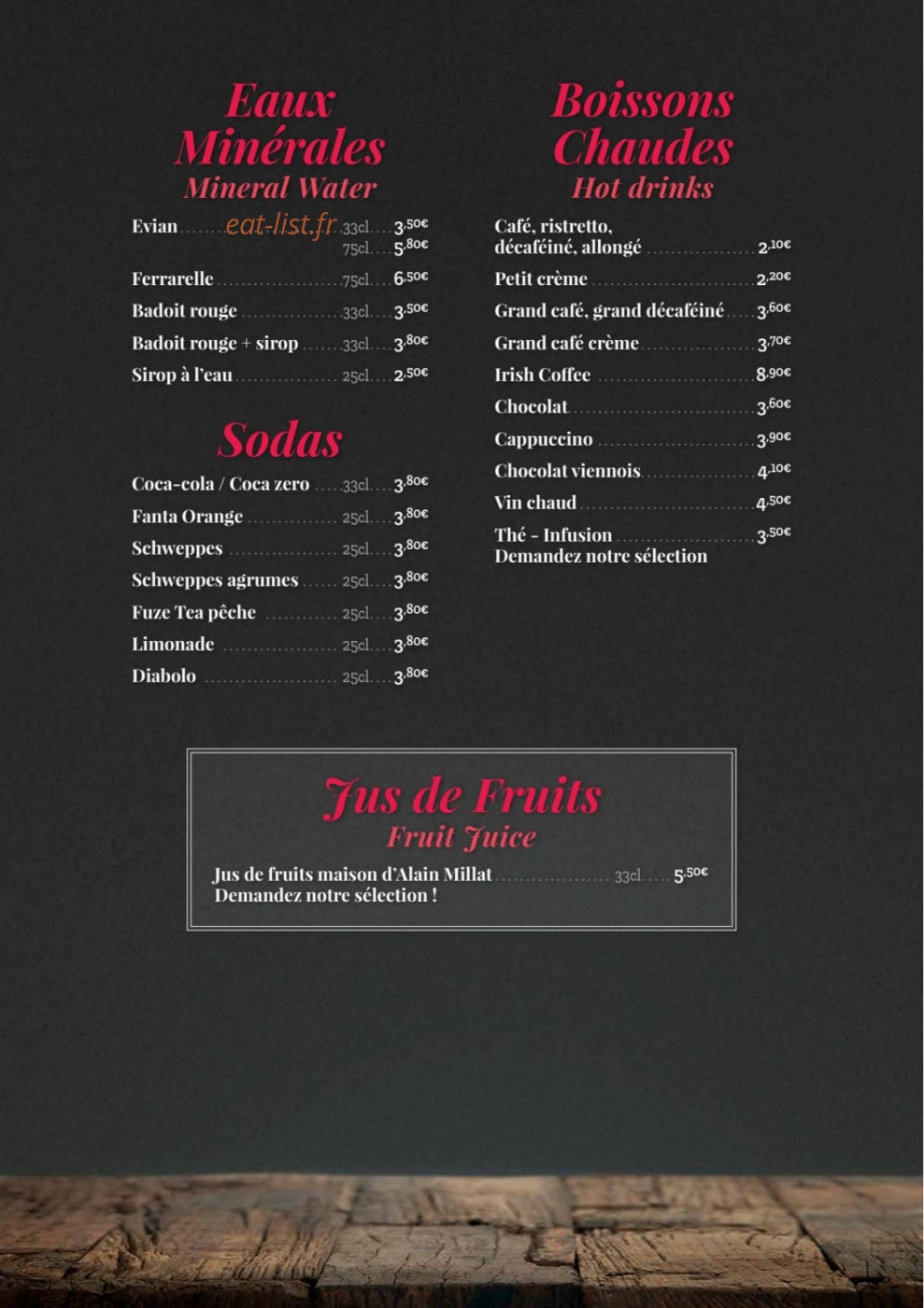 La Tablée — carte page 10