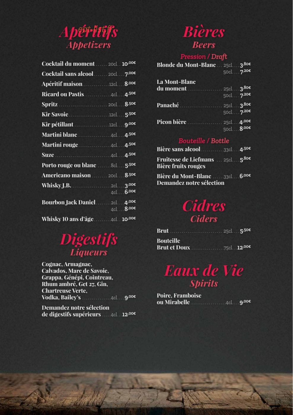 La Tablée — carte page 9