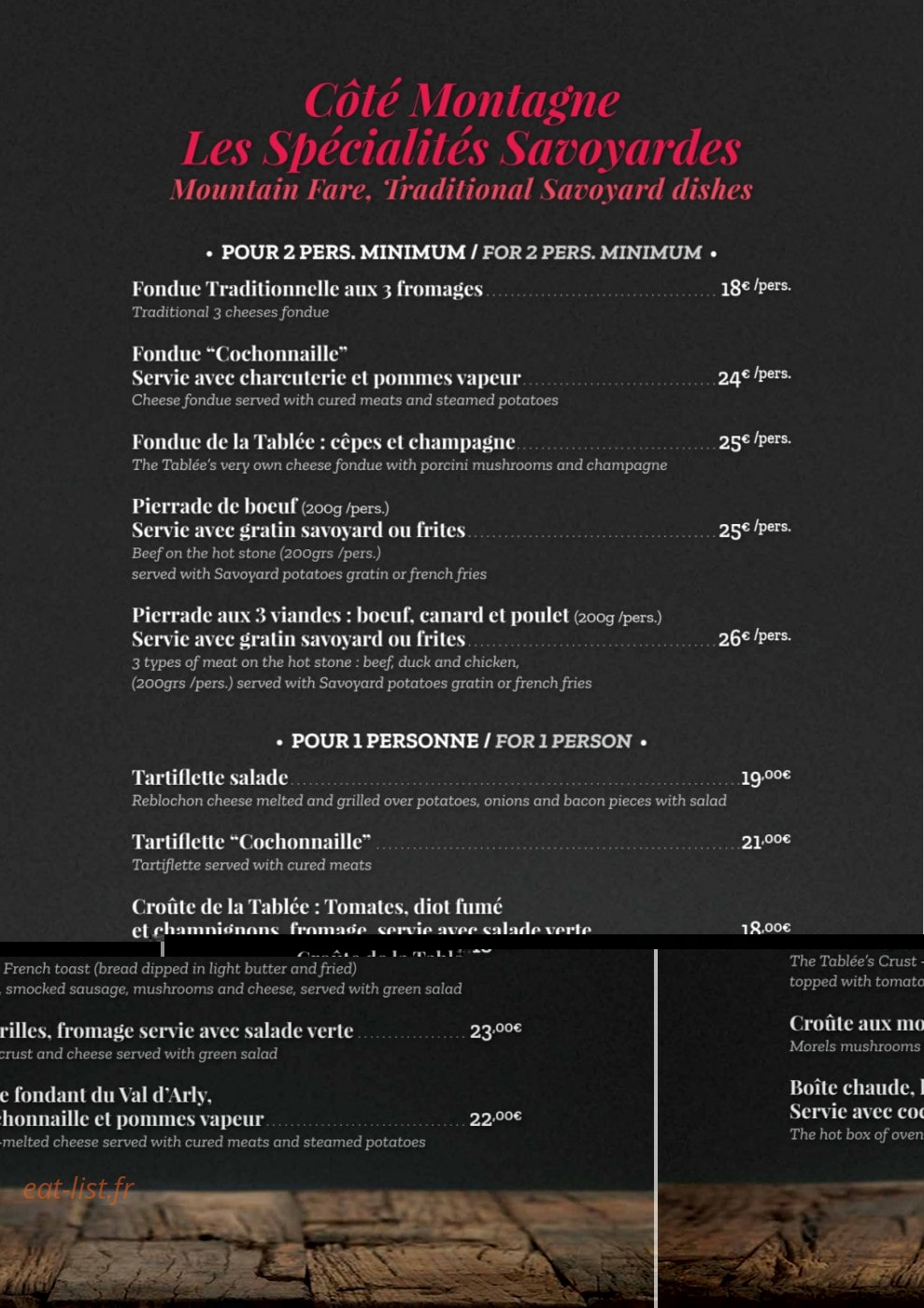 La Tablée — carte page 4