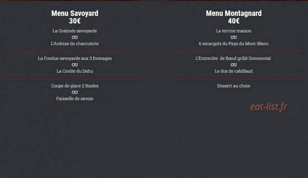 Le Bistrot Dahu — carte page 1