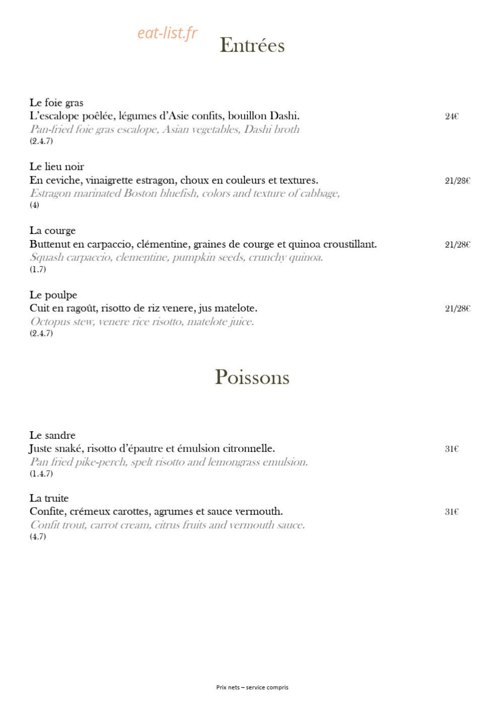 Le Comptoir des Alpes — carte page 1