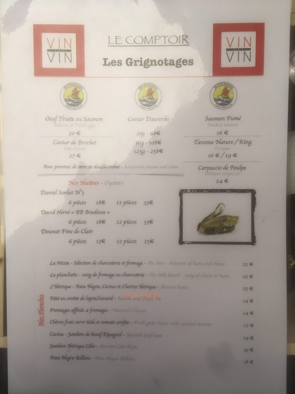 Le Comptoir du Vin sur Vin — carte page 2
