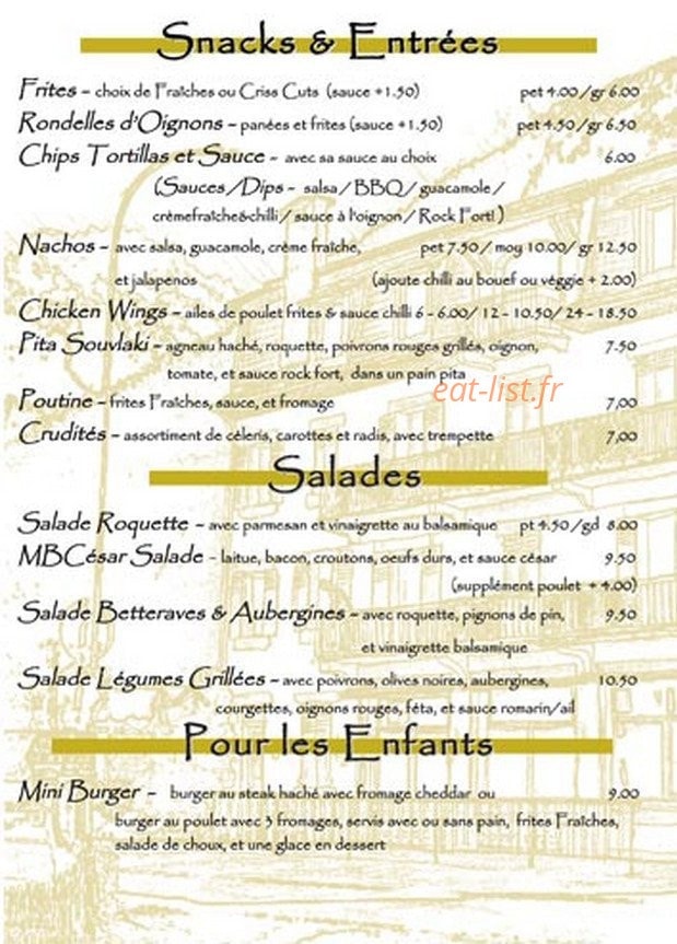 Micro Brasserie de Chamonix — carte page 1