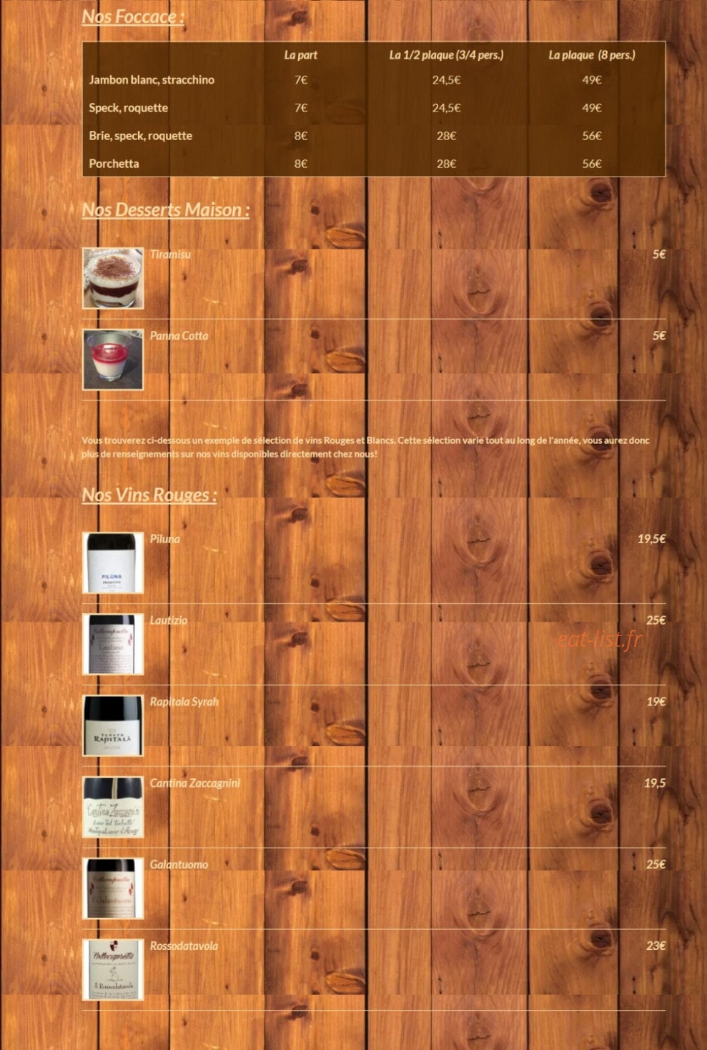 Pizza & Vino — carte page 2