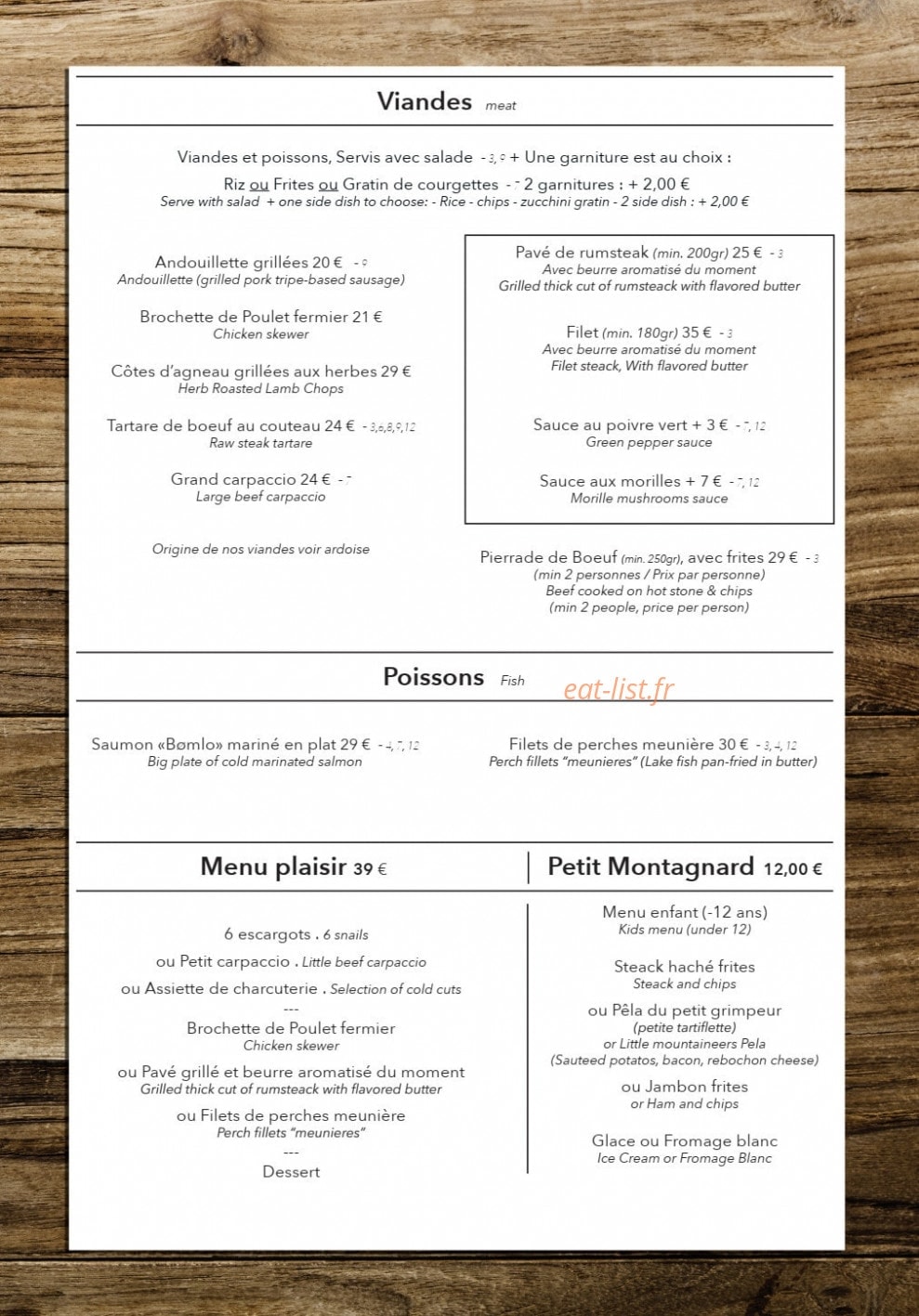 Restaurant Le Fer à Cheval — carte page 3