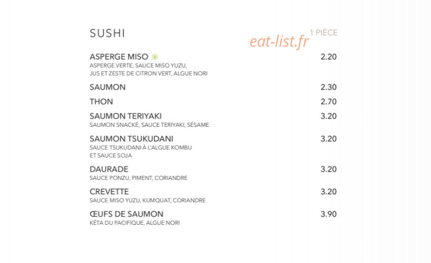 Sushi Shop — carte page 19