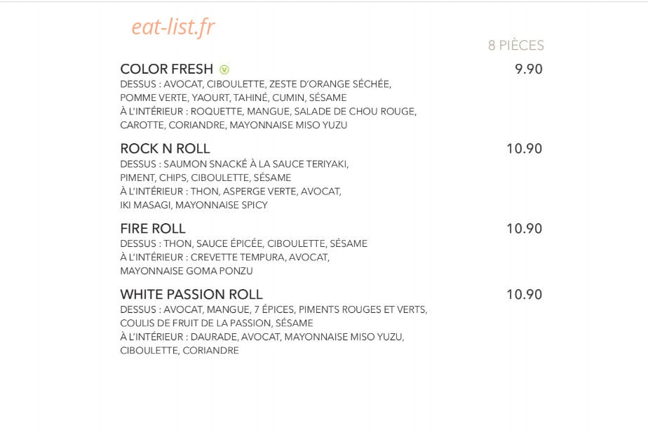 Sushi Shop — carte page 25