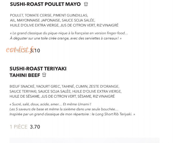 Sushi Shop — carte page 6