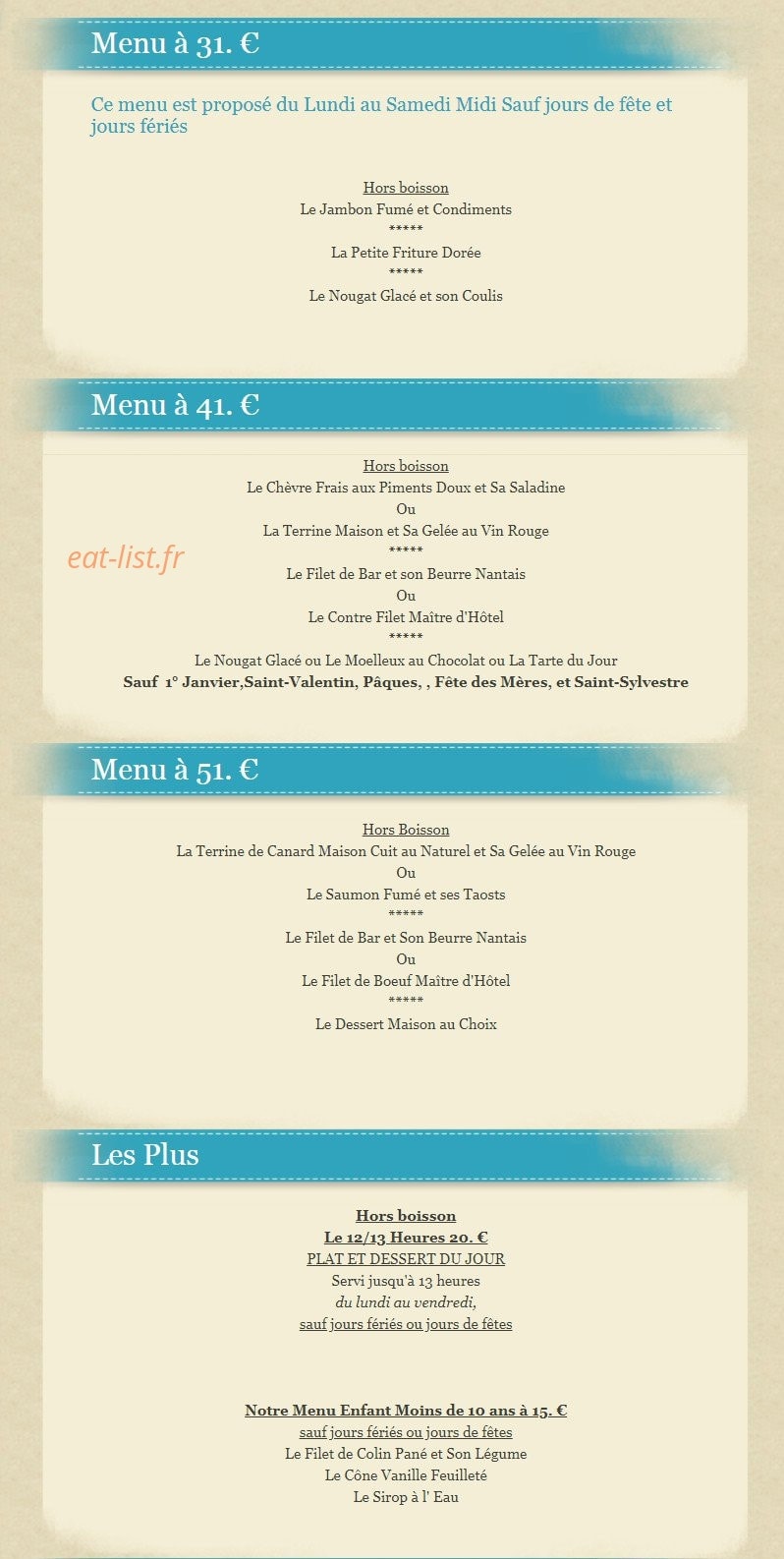 Auberge du Roselet — carte page 3