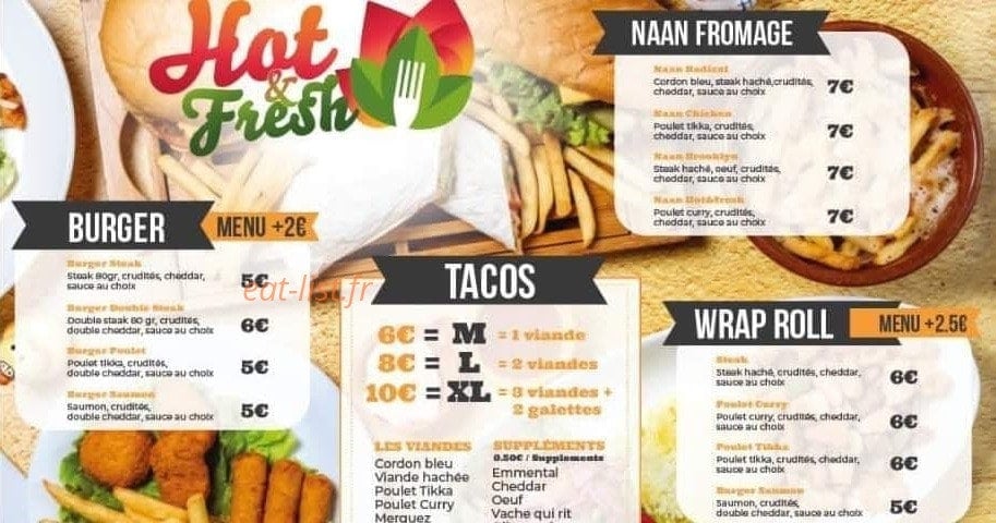 Hot and Fresh — carte page 1