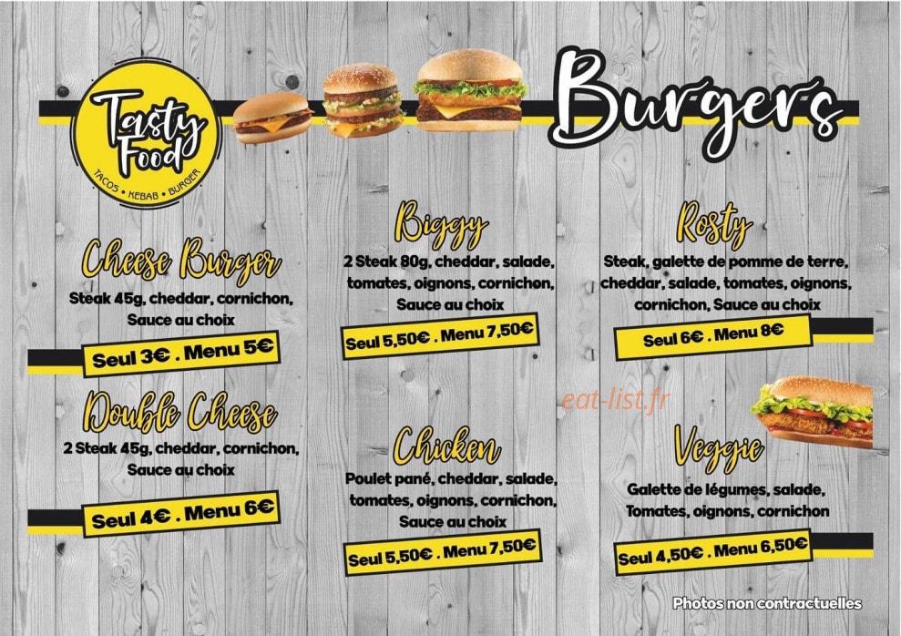 Tasty Food — carte page 1