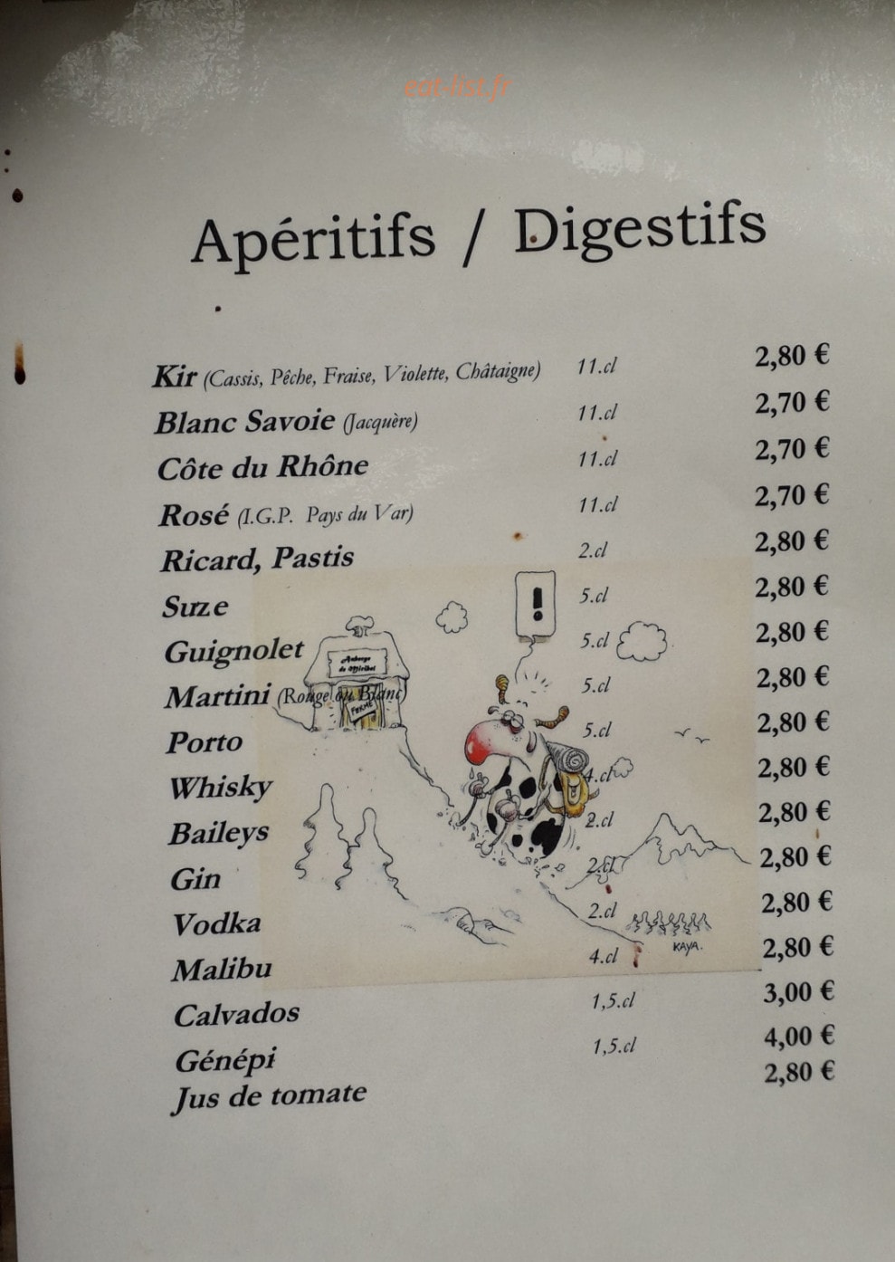 Auberge de Miribel — carte page 5