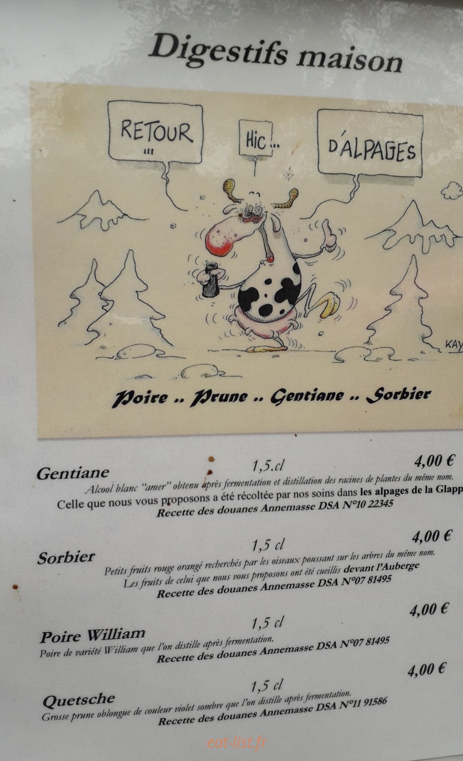 Auberge de Miribel — carte page 3