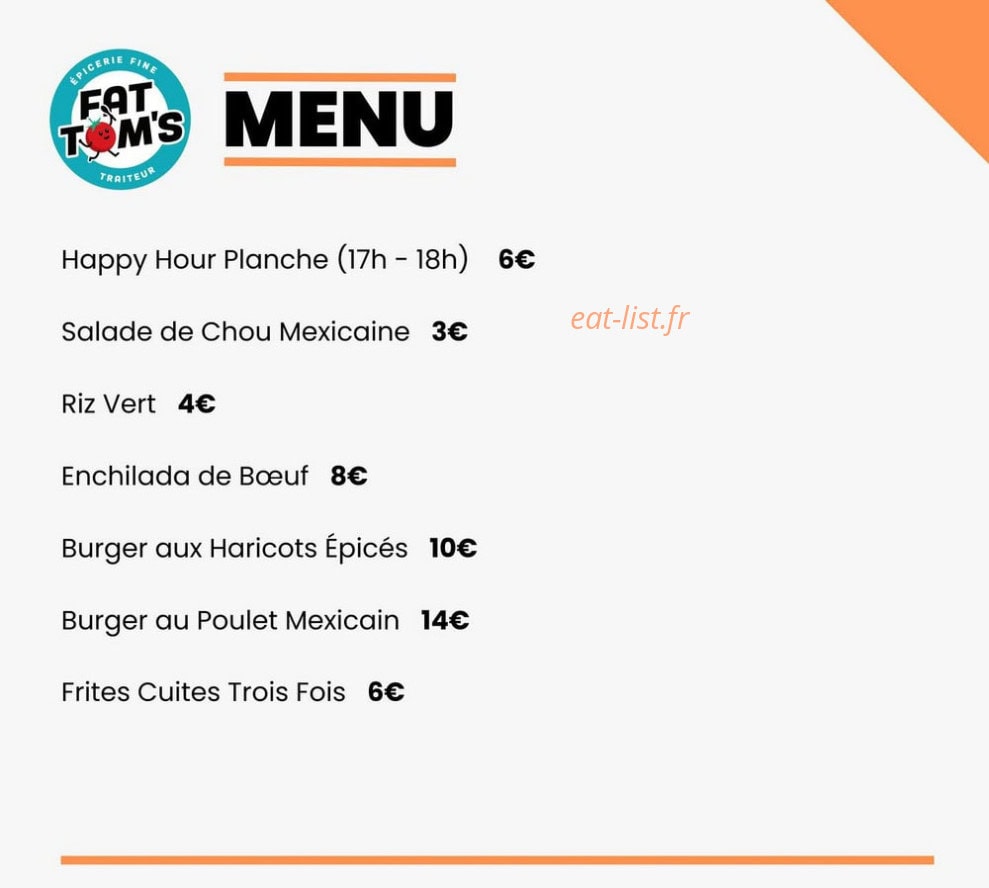 Fat Tom's — carte page 1