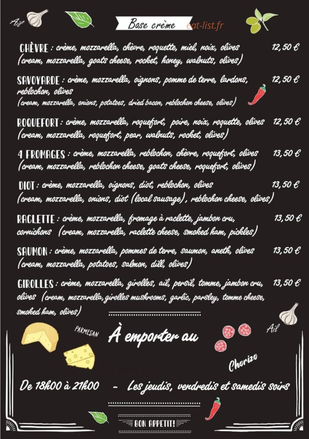 Les Pizzas du Biot — carte page 2